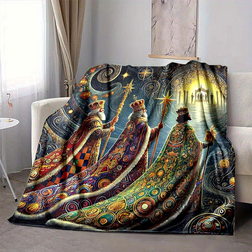 1pc Kingdom Celestial Print Blanket   Lightweight Flannel Throw Blanket For Sofa, Bed, Living Room, Office, Outdoor Travel, Camping