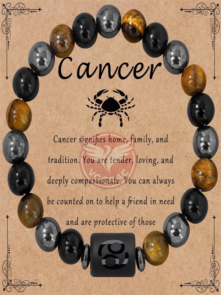 Bransoletka ze znakiem zodiaku 12 konstelacji Potrójna ochrona Bransoletki z koralików tygrysie oko hematyt dla par Biżuteria przyjaźni Prezenty