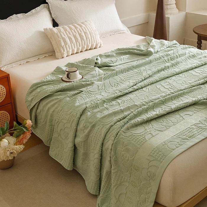 New Cotton Vintage Towel Quilt Office Nap Casual Blanket Multi-functional Solid Color Blanket
