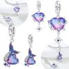 Genuine Charm Copper Love Heart Planet Pendants Purple Mermaid Tail Pendants Bead Fits Bracelets Women Jewellery DoItYourself Gifts