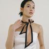 Long Twilly Silk Scarf - Black/Mocha