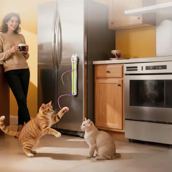 Fliegendes Seil Katzenspielzeug Automatische Bewegung Fliegendes Seil Interaktives Katzenspielzeug Elektrisches Automatisches Seilspielzeug für Wohnungskatzen Einfache Wand- oder Fenstermontage