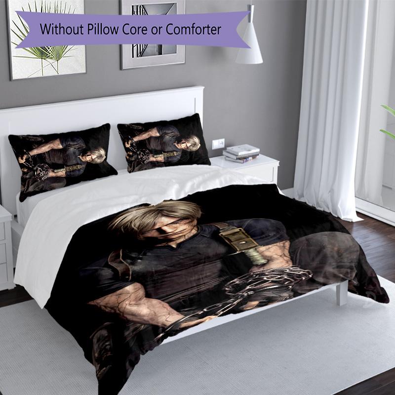 3pcs Resident Evil Leon S. Kennedy2 pattern bedding set duvet cover set includes duvet cover &pillowcases, perfect all season bedroom decoration & gif