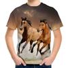 Summer Round Neck 3D Horse Pattern Printed Top Fashionable Casual Short Sleeved Children's Boy T-shirts