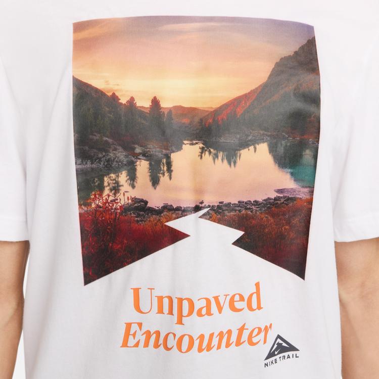 Nike Trail Dri-Fit Scenic Print Crew Neck Short Sleeve T-Shirt Men Tops White FD0121-100