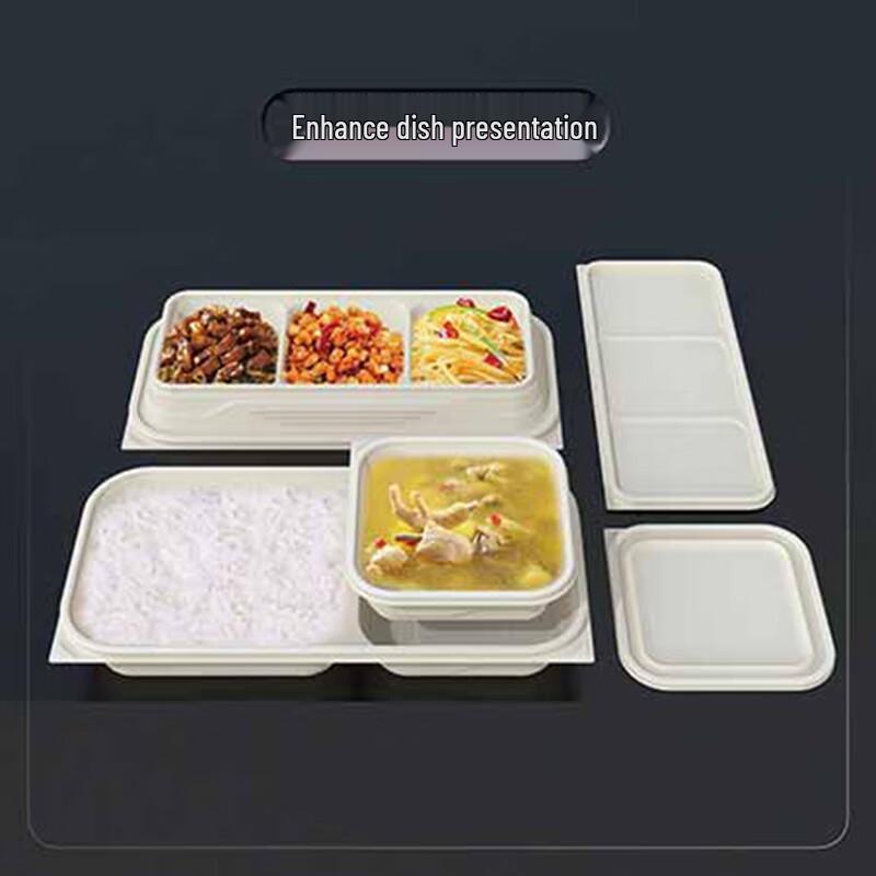 Biodegradable Corn Starch Disposable Meal Box Set, 1100ml