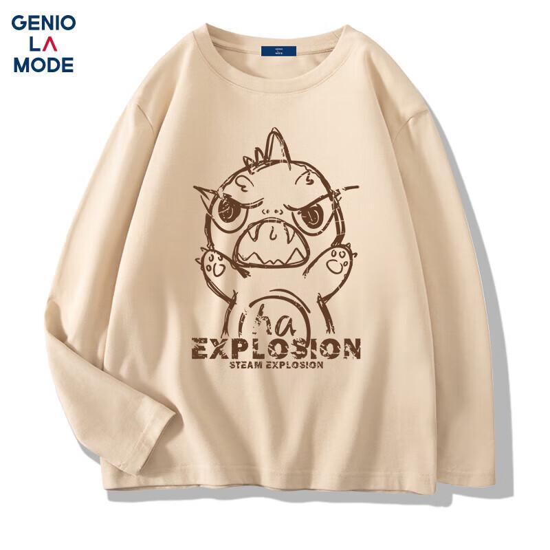 GENIOLAMODE Men's Pure Cotton Graphic Print Long Sleeve T-Shirt