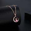 Women's Light Luxury S925 Silver Necklace with Pink Moissanite Rabbit Pendant - Jade Rabbit Zodiac Design
