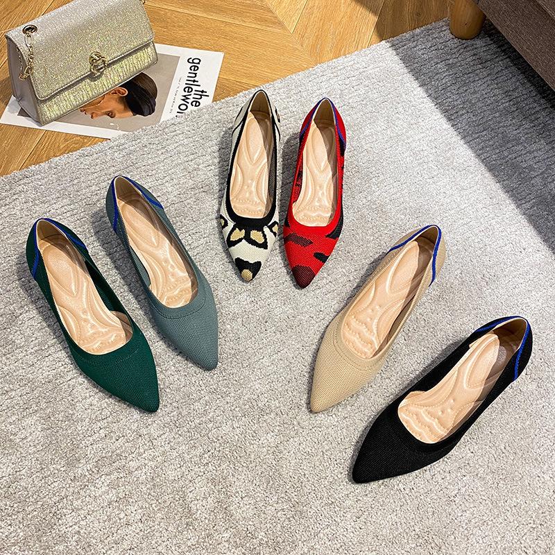 

High-heeled new pointed-toed woven medium-heeled color matching soft-soled comfortable flying-woven shoes, thin-heeled single shoes for women 34 красный