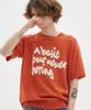 BLOND9 Slogan Round Short Sleeve Knit Orange