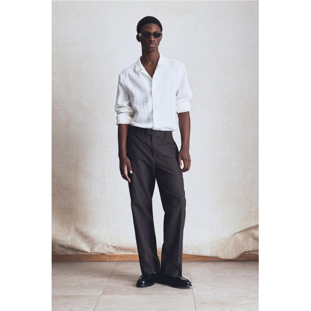 H M Regular Fit Jacquard caMp sHirt creaM