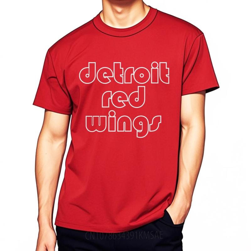 Casual Summer For Man Tshirt Detroit Red Wings Short Sleeve Travel ONeck Tshirt Men Tshirt Funny tshirt Round Neck Tee S