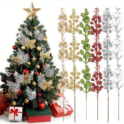 12Pcs Artificial Berry Bouquet Christmas Decoration Xmas Tree Pendant Ornament for Home Room Decor New Year 2026 Gifts Accessory