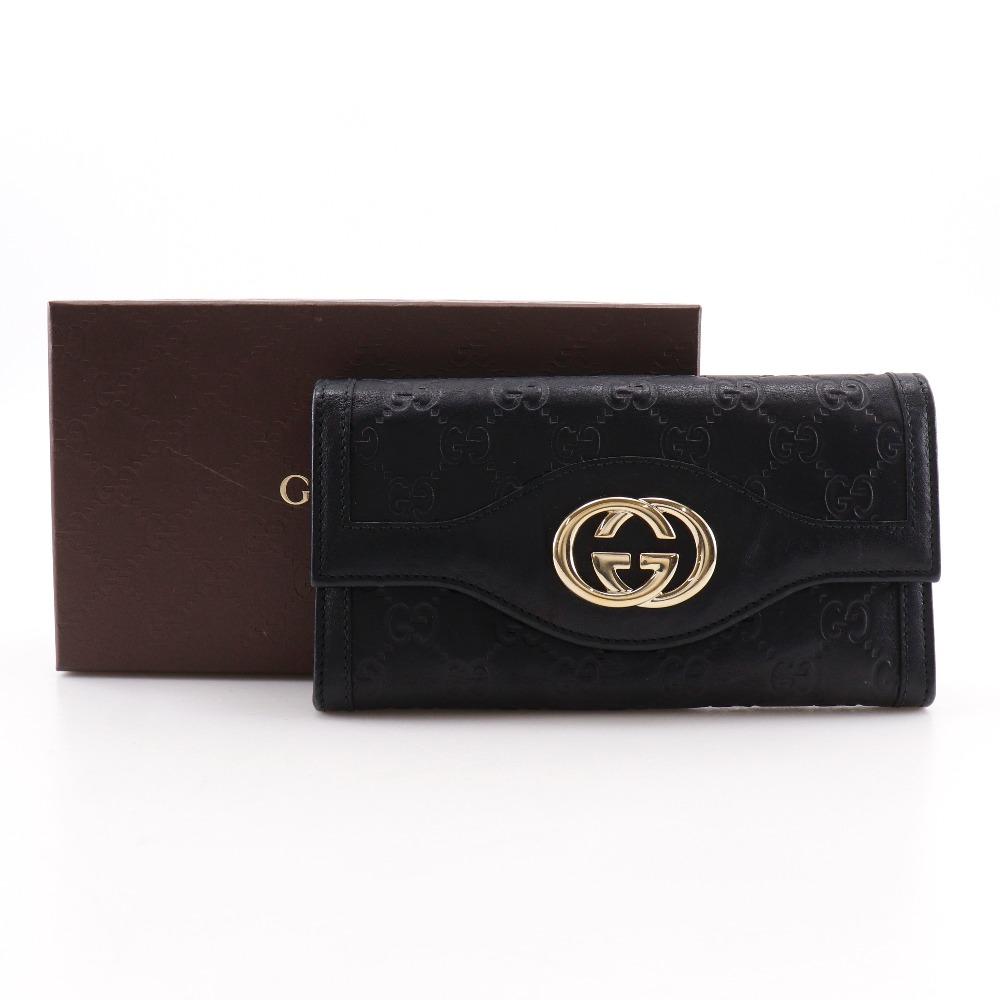 GUCCI Interlocking G Purse 282434 black Sima leather Women Used