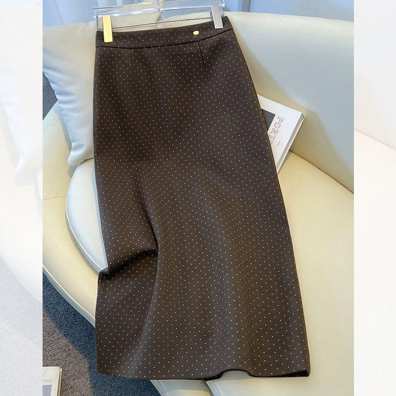 

Gray Polka Dot Women s Mid-Length Pencil Skirt - 2025 Autumn/Winter A-Line Style 4XL кофейный