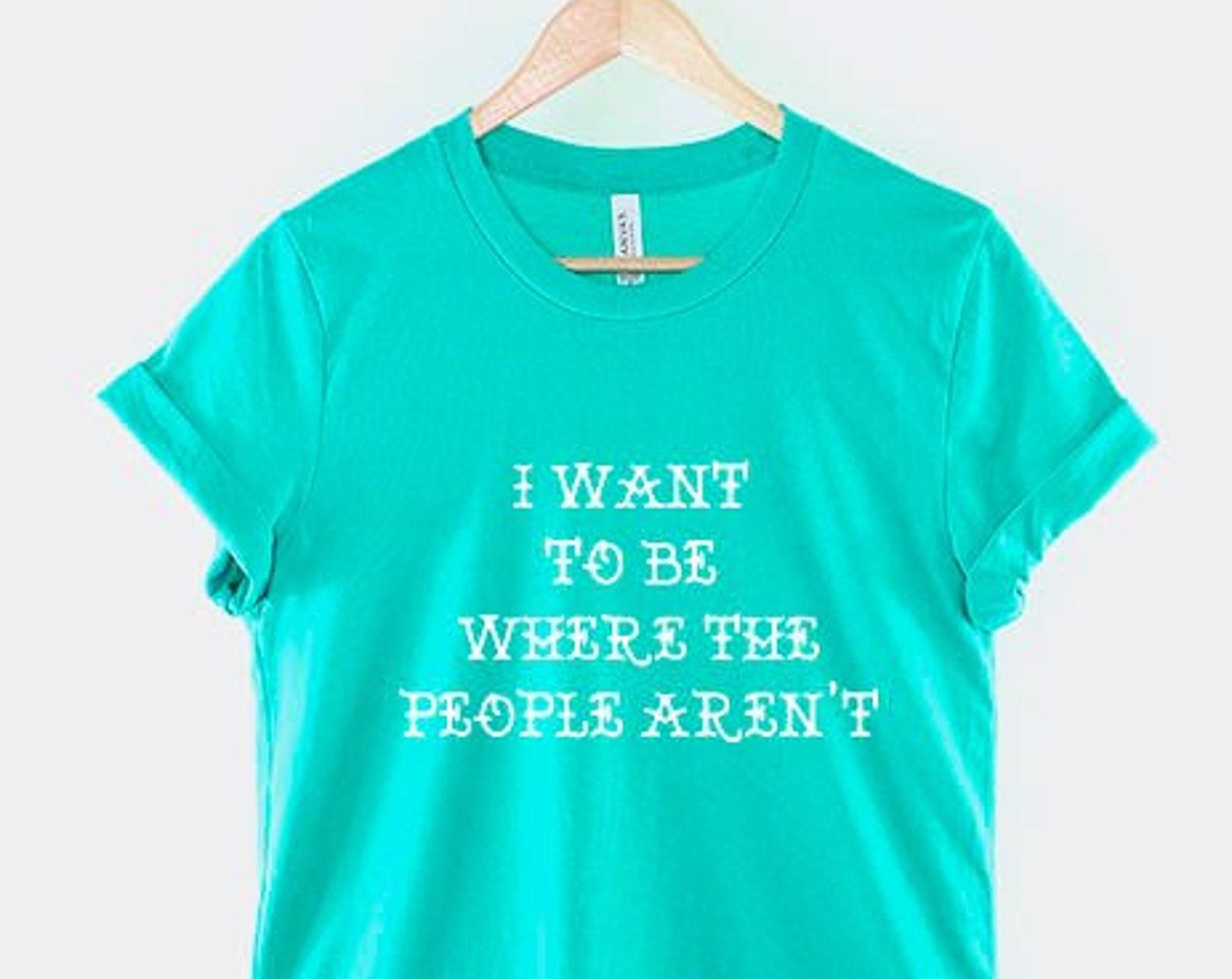 I Want To Be Where The People Aren t T-Shirt, Funny Mermaid Shirt, Introvert Ocean Graphic Tee, Beach Lover Top 3XL
