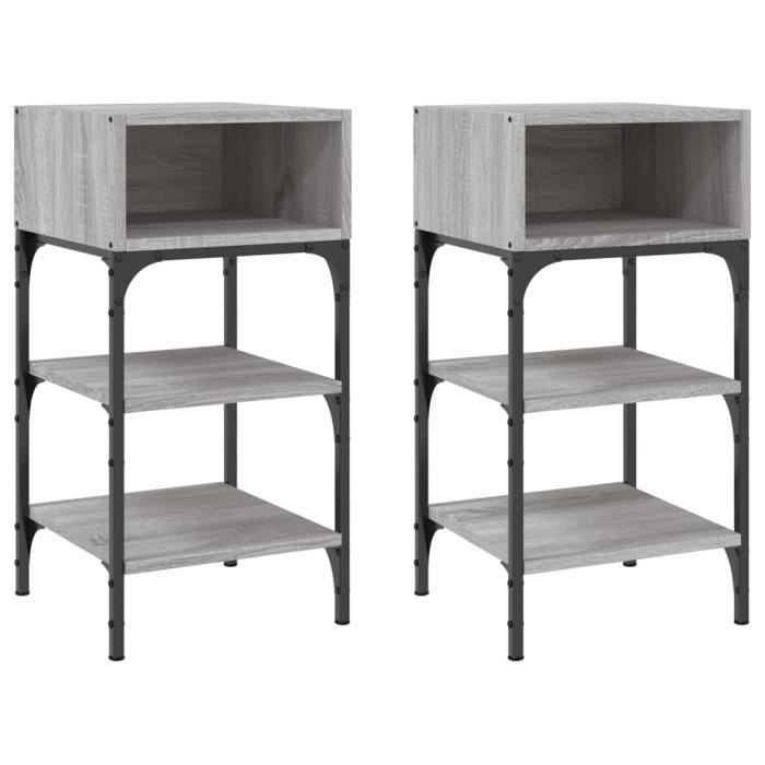 VidaXL Bedside Tables 2 Pcs Sonoma Grey 35x34.5x70cm Engineered Wood 825890