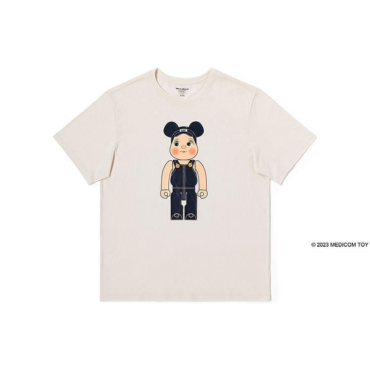 X BE@RBRICK Kollaboration FW23 Bequemes Rundhals-T-Shirt mit mehrfarbigem Print, kurzärmlig, Herren Oberteile Weiß LMT007013203492K14000