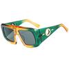 Retro Luxury Leopard Print Square Sunglasses Y2K Brand Contrasting Color Frame Wide Leg Design UV400 Protection
