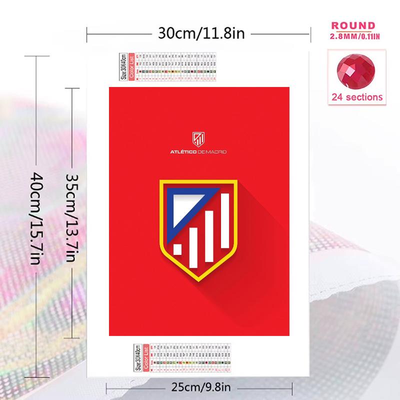 Atletico Madrid Football Crest 100% Round Full Drill 5D DIY Diamond Painting Embroidery Cross Stitch Rhinestone Decor