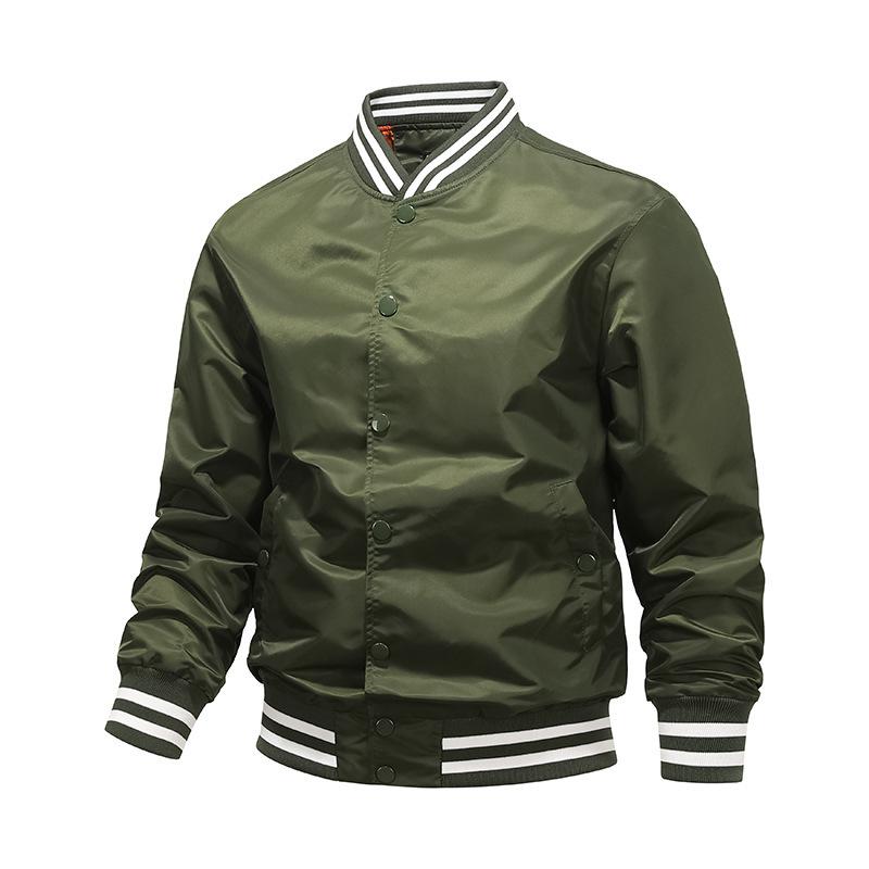 Men's Color-Blocking Baseball Pilot Jacket with Cotton Lining - Casual American-Style for Couples