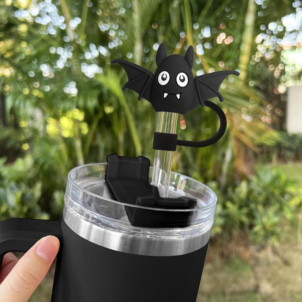 IOKUKI 6 PCS Halloween Straw Toppers for Stanley 30&40 Oz Tumbler, 10mm/04in Straw Covers Cap for All 9-10mm Straws, Dust-Proof Reble Protector