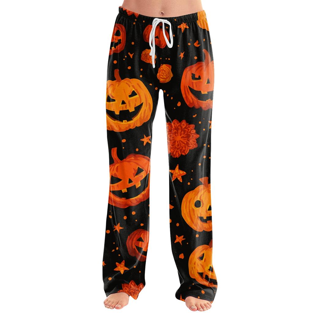 Women's Casual Loose Fit Halloween Printed Pants for Party and Everyday Wear