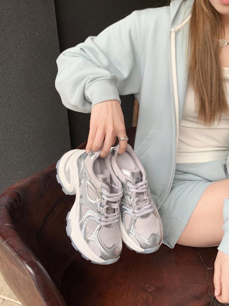 Grape Mom Studiolee leichte Sneakers atmungsaktives Mesh dicke Sohle erhöhend Dad Shoes Damen neue Modelle in 2025