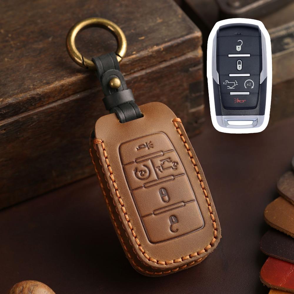 Handmade Genuine Leather Key Cover for Dodge GMC Pickup Truck Car Keys Protection