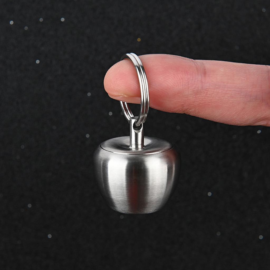 Stainless Steel Pill Case Apple Shape Mini Portable Stainless Steel Metal Small Medicine Box Sealed Jar Keychain Pendant