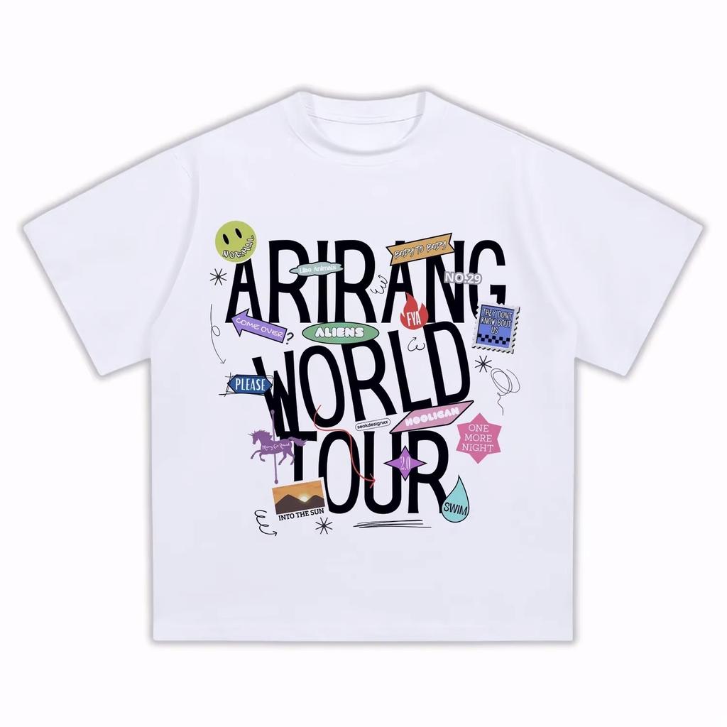 Summer Hot Sale Kpop Arirang World Tour Graphic 2026 BTS Merch T-shirt Men Women Gothic Oversized T-shirts Printed Casual Outdoor Cotton Tee