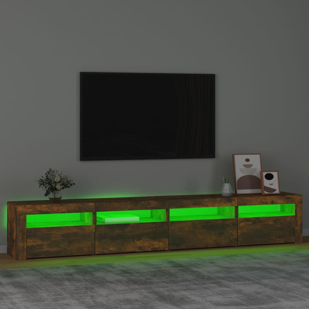 Vidaxl Szafka Pod Tv Z Oświetleniem Led, Przydymiony Dąb, 240X35X40 Cm