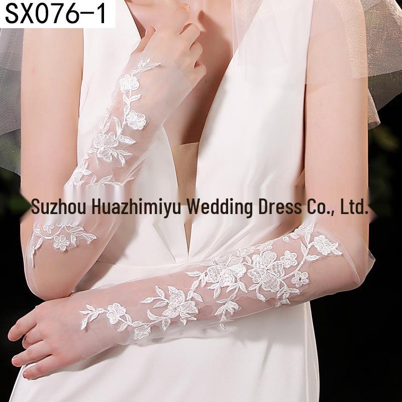 Elegant Pearl Bow Wedding Gloves - French Aesthetic for Bridal Portrait Styling