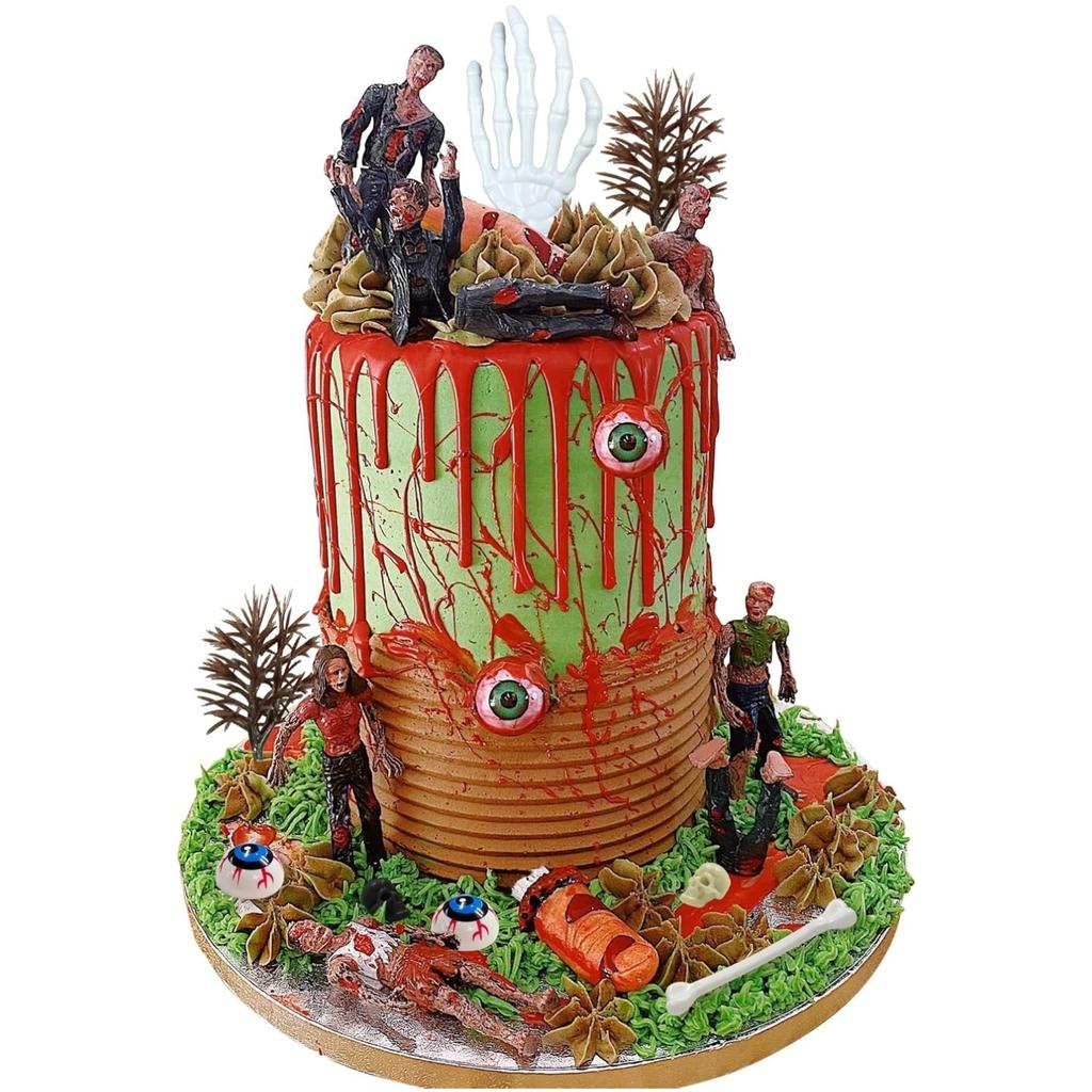 17pcs Zombie Cake Decoration Zombie Cake Toppers Zombie Figure Themed Party Decorations for Birthday Theme Wedding Party
