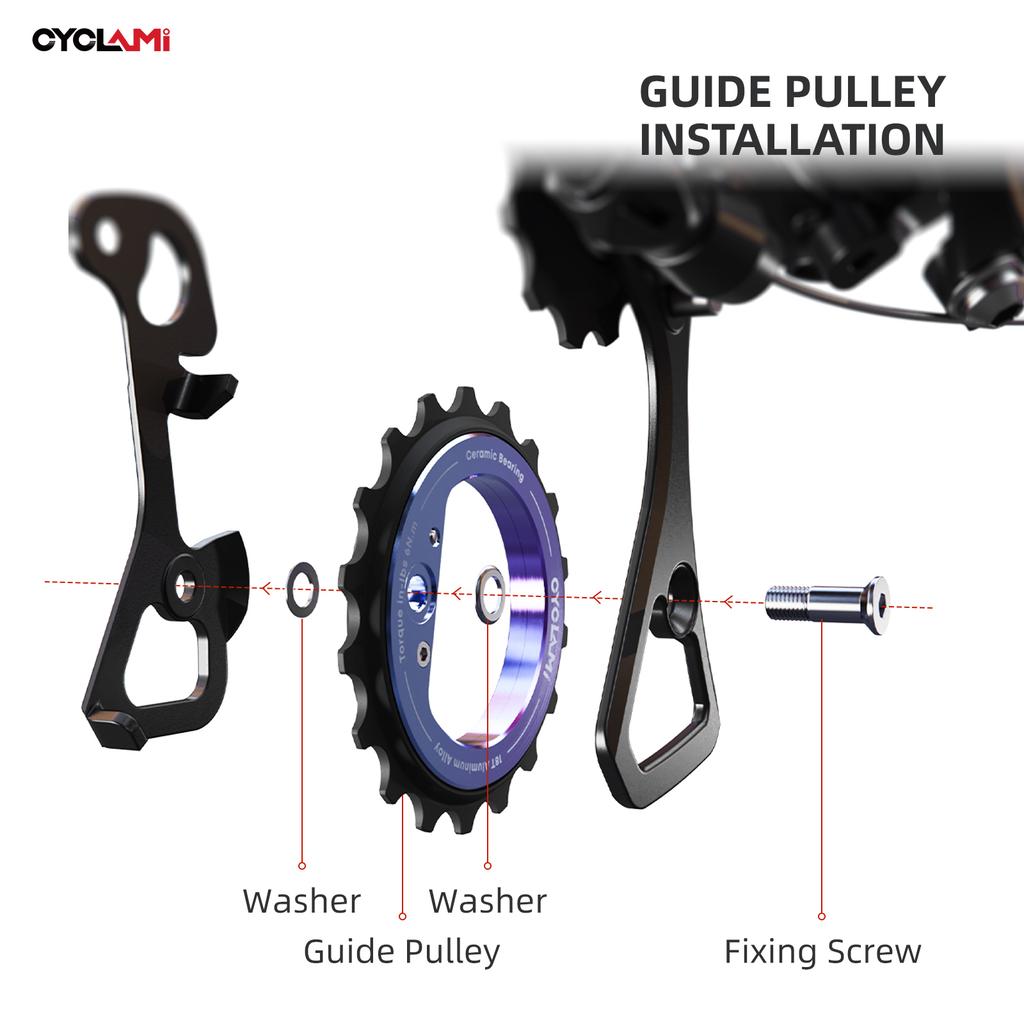 18T Bicycle Jockey Wheel Rear Derailleur Ceramic Pulley Bike Guide Dual-color Oxidation for Shimano R8000/7000 Bicycle Parts