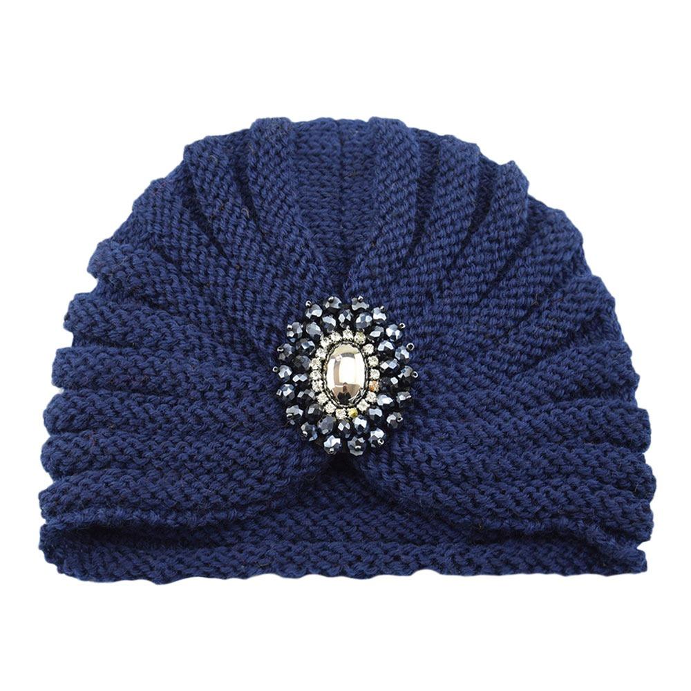 

Товсті шапки-хіджаби М які в язані шапки Модна шапка-тюрбан для жінок темно-синього кольору