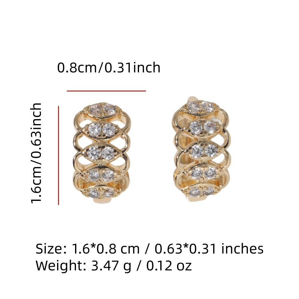 Golden Plated Hollow Zirconia Huggie Hoop Earrings for Women Jewelry Wedding Party Accessories