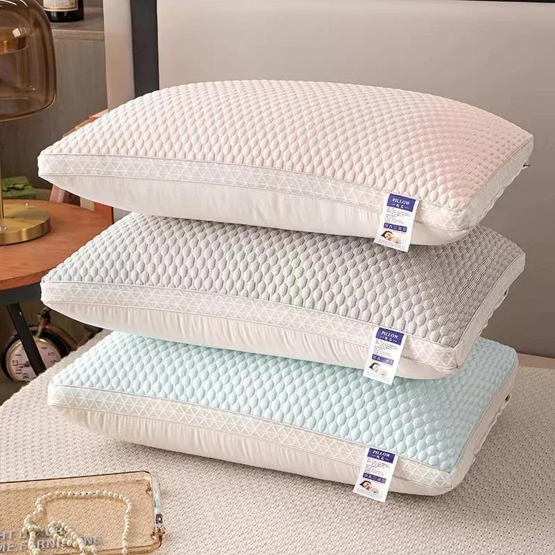 Summer Cooling Ice Silk Pillow Breathable Mesh Edges 3D Ergonomic Cervical Support Pillow Core for Home Hotel Helps with Sleep