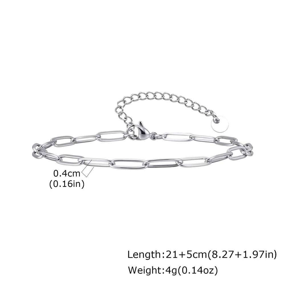 Vnox Waterproof Stainless Steel Anklets for Women Men, Silver Color Casual Ankle Bracelet, Adjustable Length Beach Jewelry Gifts