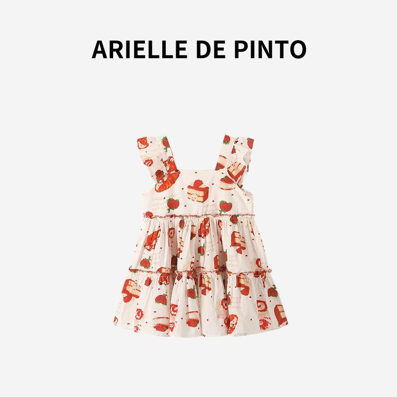 Французское платье Arielle De Pinto для девочек с клубничным сыром, летнее, милое, модное, платье принцессы Strawberry cheese 110