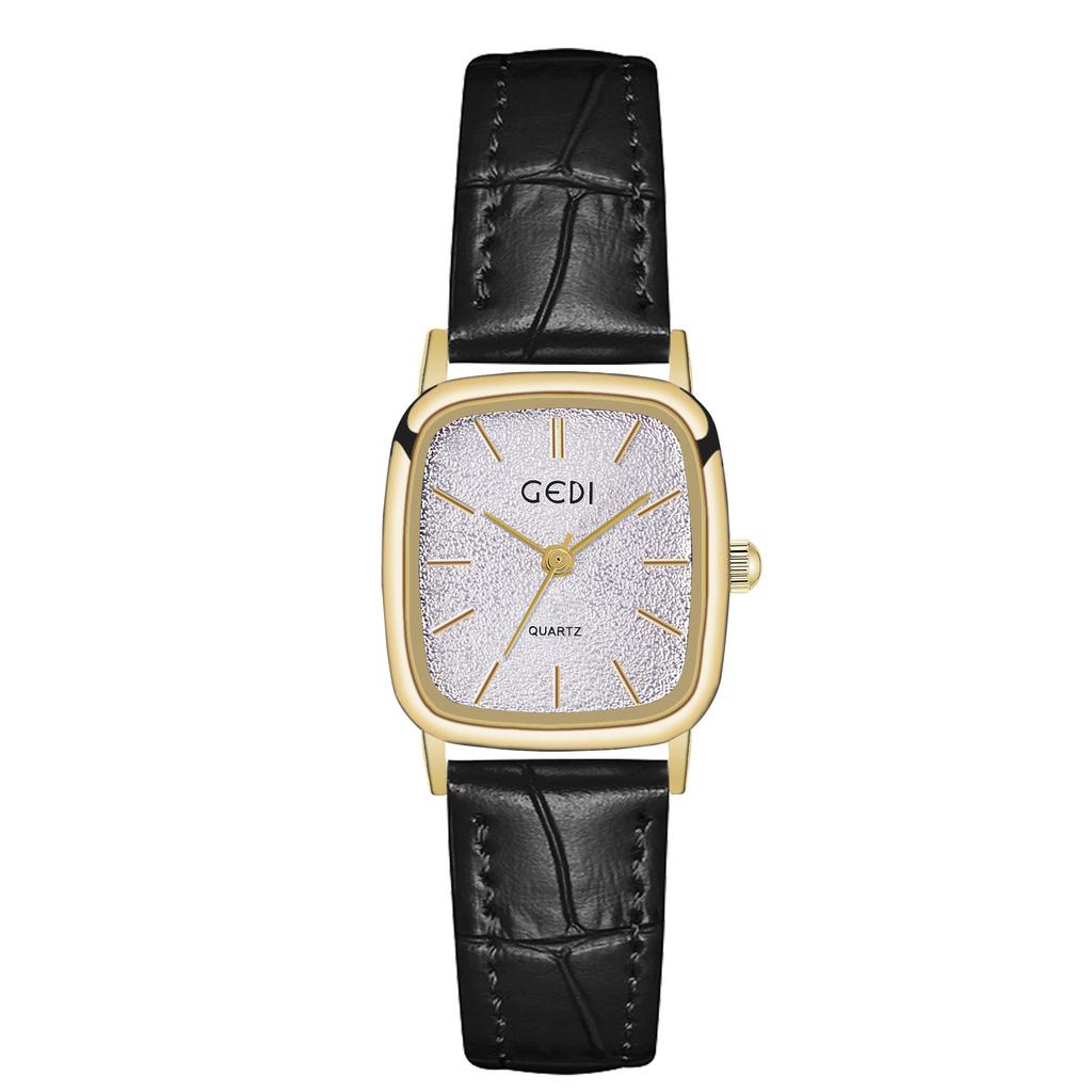 Exquisite, Small, High-Value Women'S Watch, Small Sugar Cube, High-End Quartz Watch, Women'S Retro Leather Watch