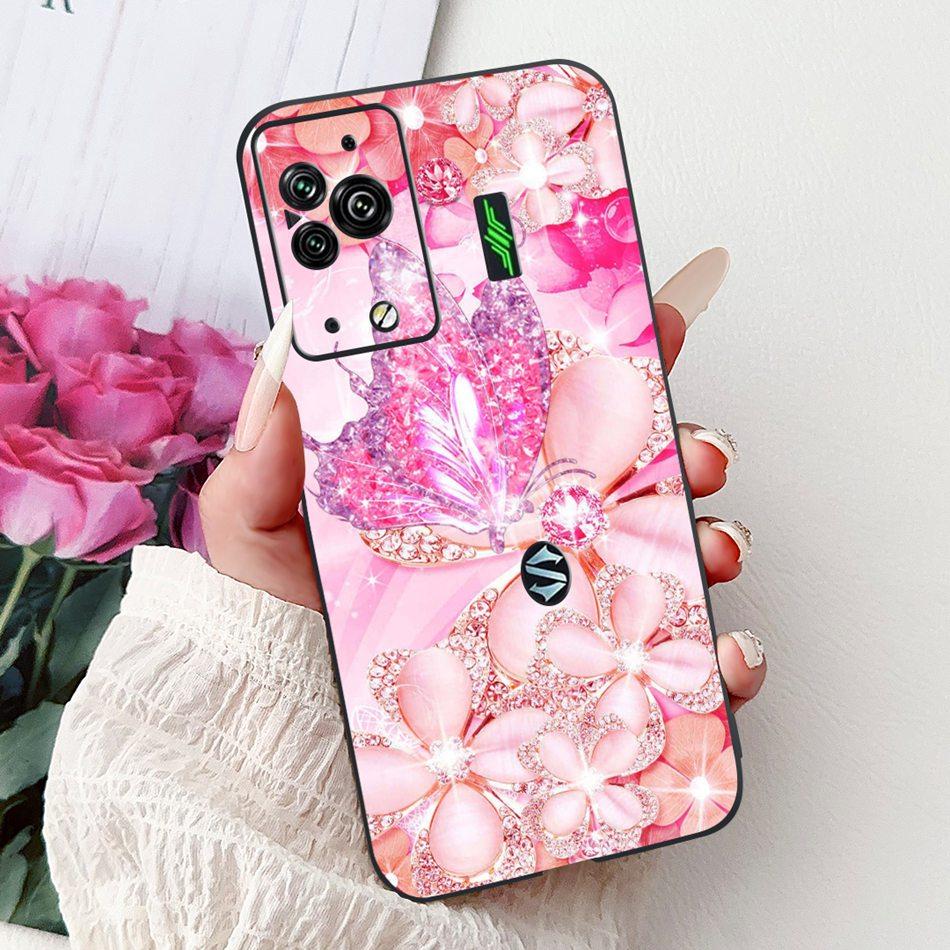 Per Xiaomi Black Shark 5 Pro Shark5 Custodia per Telefono Black Shark 5 5Pro Elegante Floreale Gatto Dipinto Morbido Silicone TPU Custodie