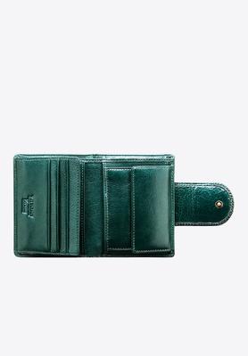 Wittchen Women's Patent Leather Wallet With Decorative Snap, Dark Green, Dark Green Patent Leather