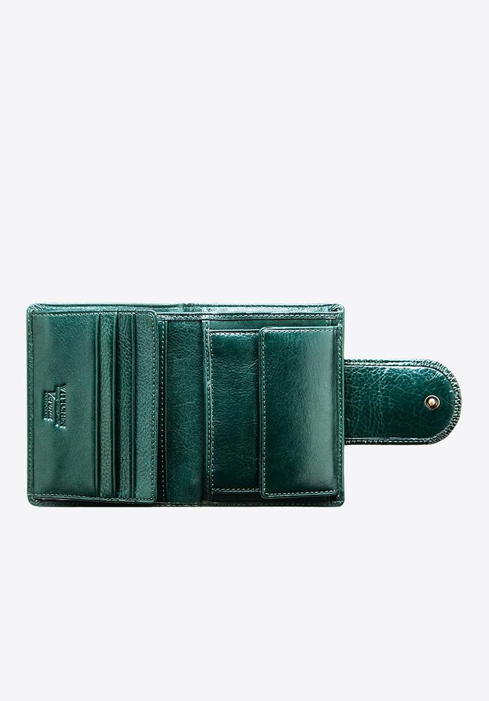 Wittchen Women's Patent Leather Wallet With Decorative Snap, Dark Green, Dark Green Patent Leather