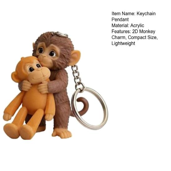 1/5Pcs Keychain Pendant 2D Printed Monkey Design Charm Bag Strap Keychain Backpack Purse Car Keys Accessory