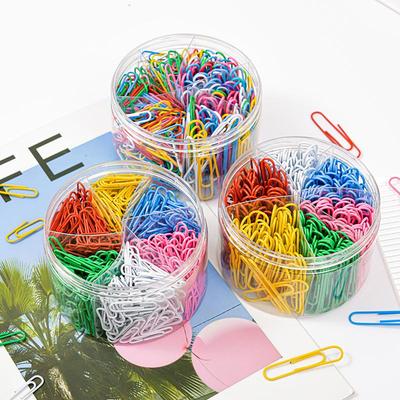 Mixed Size & Color Plastic-Coated Paper Clip Set - 6 Colors