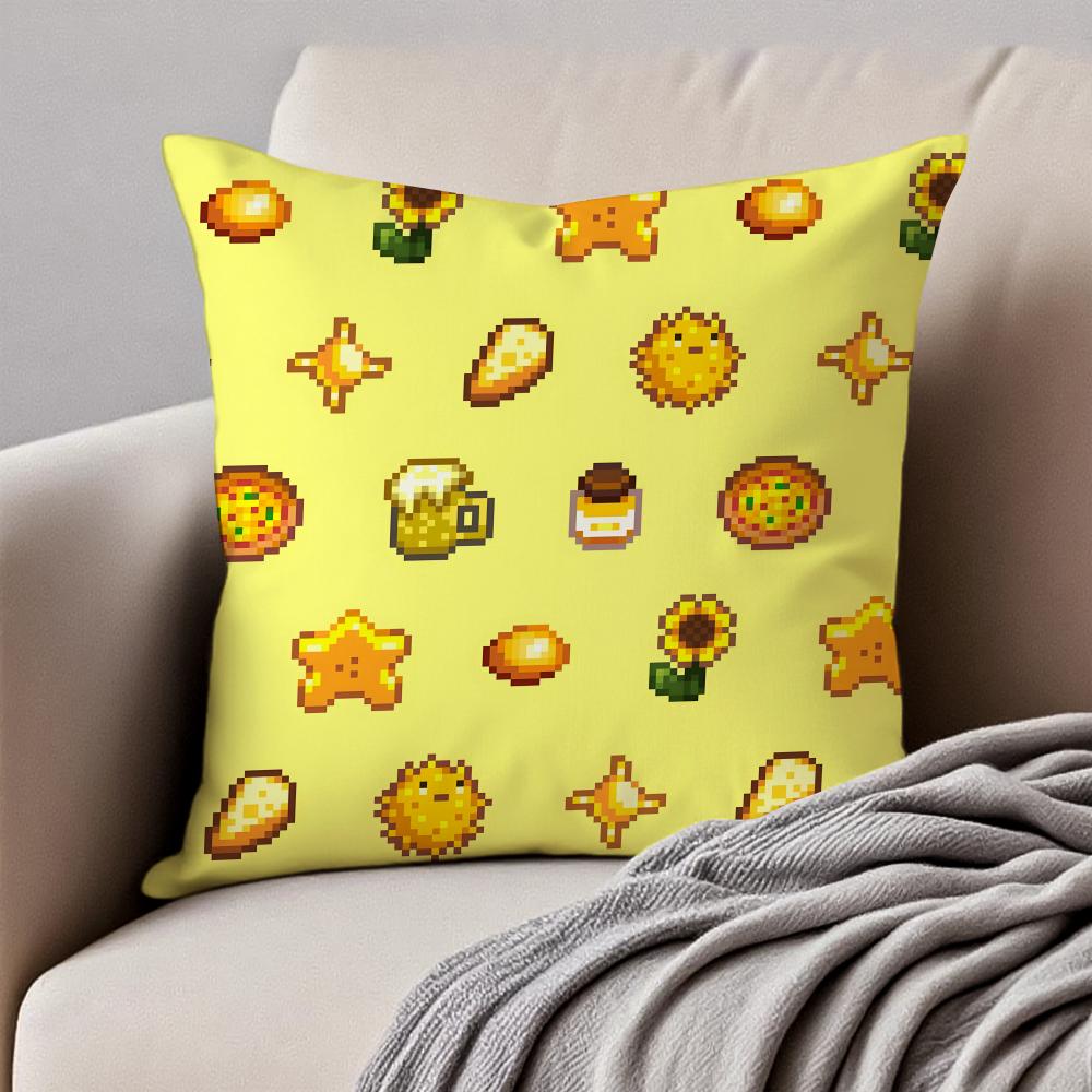 Pixelstyle Game SStardew valley Cushion Cover Pillowcase Antidustmite Invisible Zipper Short Plush Sofa Cushion