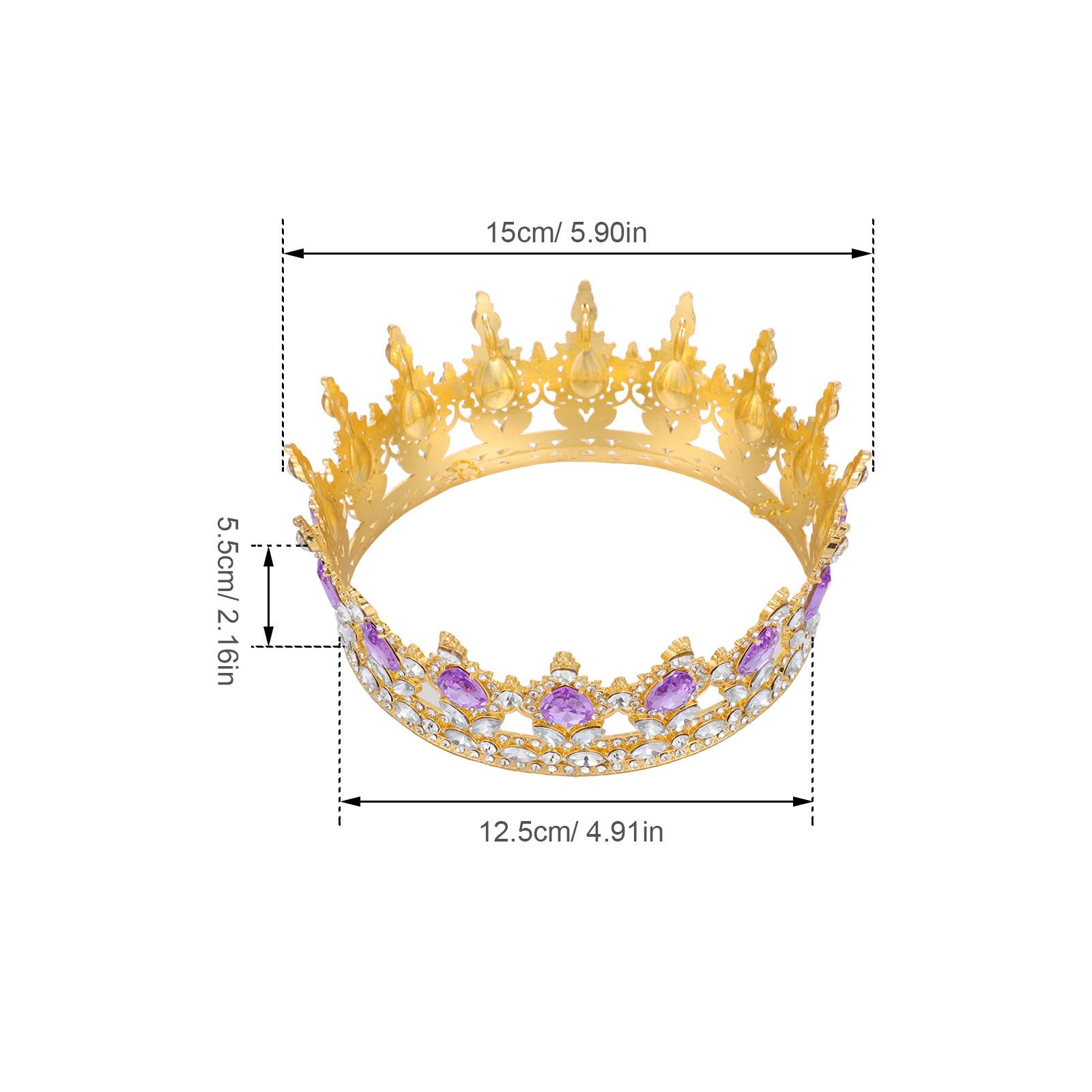 

6 Inch Circular Rhinestone Crown Vintage Bridal Tiara Elegant Wedding Headpiece for Bride Sparkling Party Prom Birthday Crown