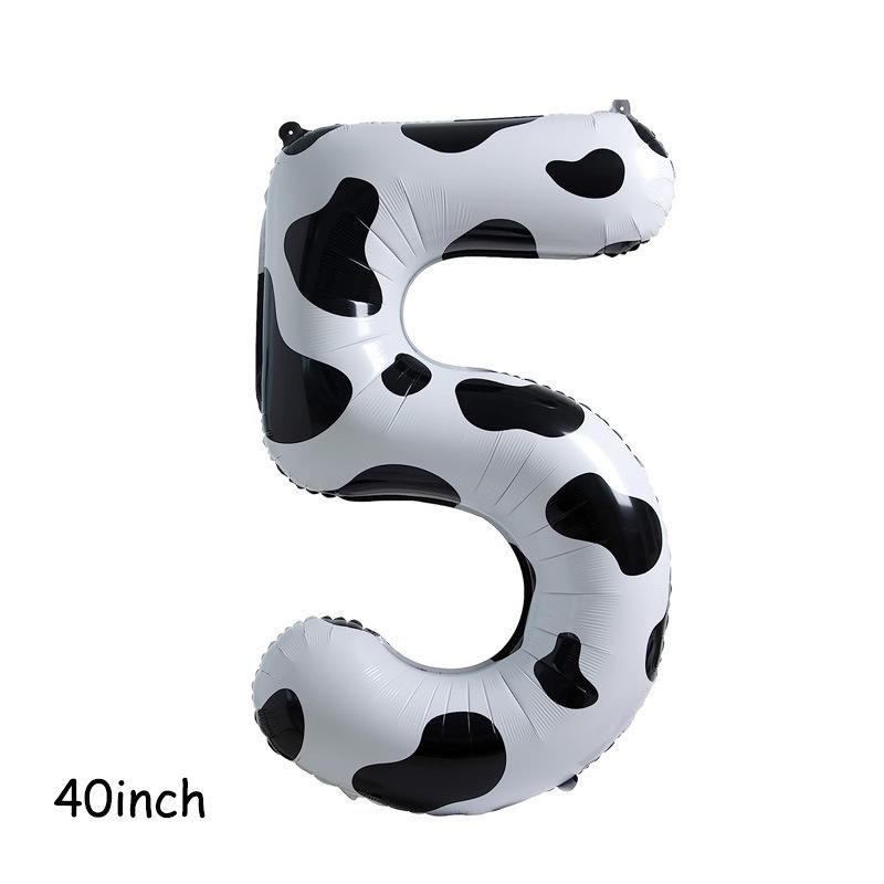 1pcs American Version 40inch Cow Print Large Cartoon Digital Balloon Black and White Print Children and Baby's Birthday Number