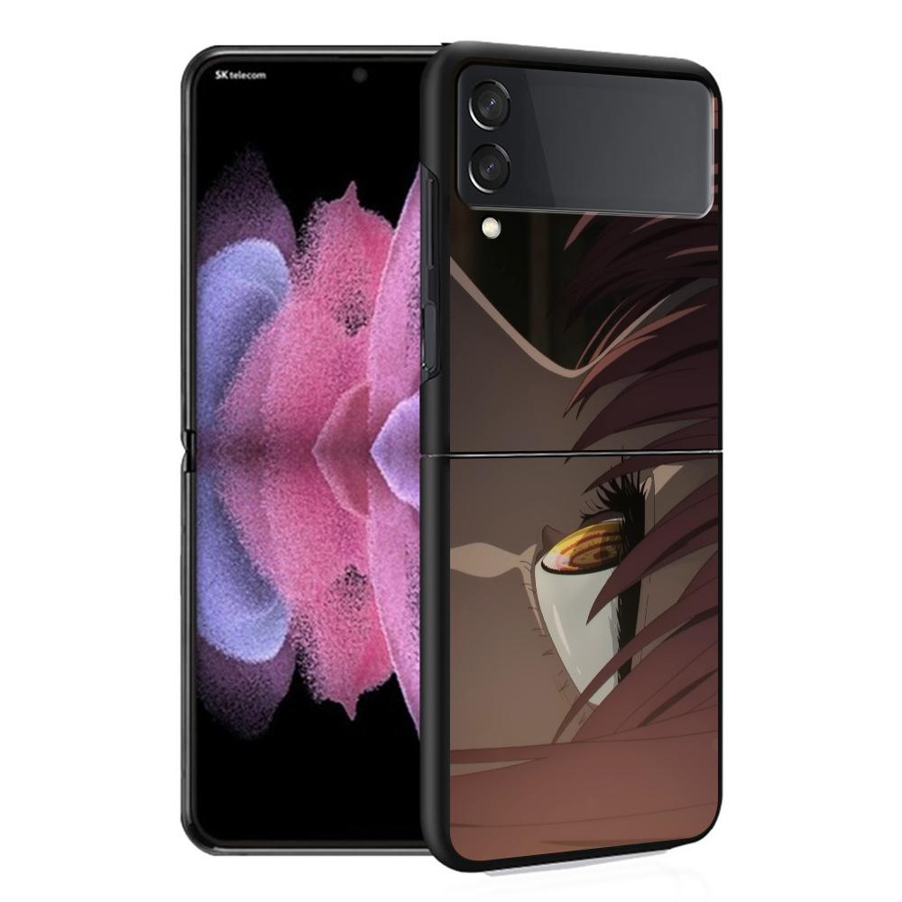 Husă de lux pentru Samsung Galaxy Z Flip 4 3 5G Negru PC Huse dure pentru telefon Modă Capac spate ZFlip Funda Chainsaw Man Anime Makima